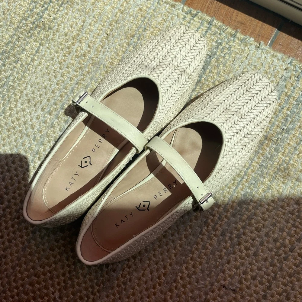 Mary Jane Cream Woven Mary Jane Flats